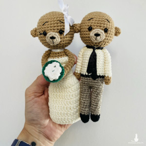 Młoda para misie maskotki ślubne ręcznie robione prezent
