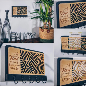 Drewniany Wieszak ścienny na Klucze - Organizer 28cm Grawer Dom jest...