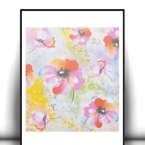 kwiatki plakat A4, kolorowy plakat z kwiatkami, łąka plakat, pastelowy plakat 21x30, boho plakaty na ścianę, dekoracyjne plakaty do domu, nowoczesne plakaty do biura