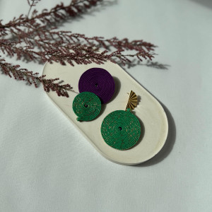 Kolczyki asymetryczne fioletowo zielone