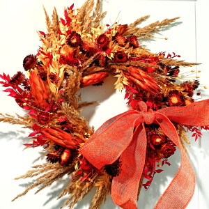 Jesienny wieniec z suszonych i stabilizowanych roślin 🍂🌾