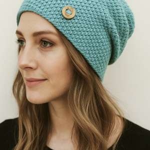 Czapka całoroczna przejściowa cienka bawełna S/M unisex aqua