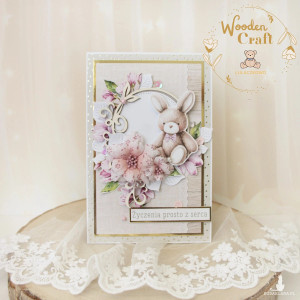 Dziecięca kartka urodzinowa z króliczkiem "Magnolia3"GOTOWA