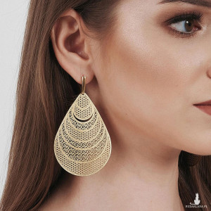 Duże kolczyki krople z ażurowym wzorem Kaliope c986