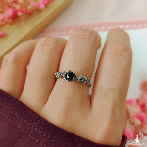 Pierścionek Onyks regulowany stal chirurgiczna handmade