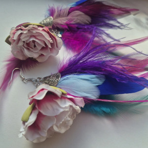 Kolczyki kolorowe pióra boho