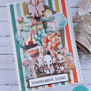 Kolorowa kartka urodzinowa dla dziewczynki,  personalizacja