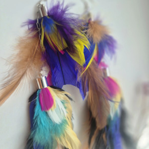 Kolczyki kolorowe pióra boho