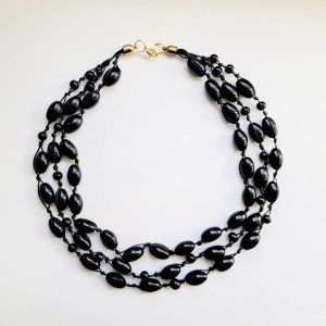 Czarne Oliwki naszyjnik z koralików