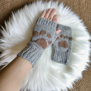 rękawiczki mitenki dla kociarzy, wełniane lambswool