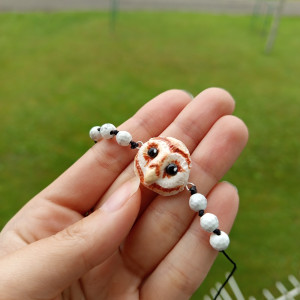 bransoletka sowa z lawa i agatem . idealna na prezent, magic, fantasy, goblincore, fairycore