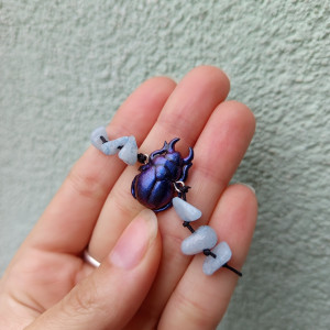 bransoletka żuczek z akwamarynem . idealna na prezent, magic, fantasy, goblincore, fairycore