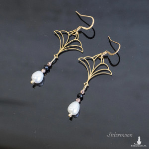 Kolczyki z perłami Złote Liście