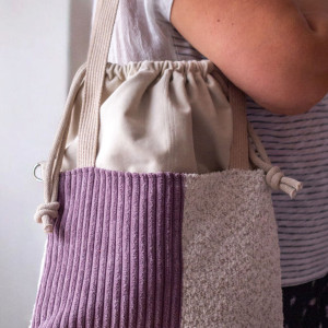 Torba z kominem do wózka ecru + pudrowy róż