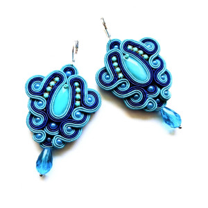 Turkusowa Kaskada kolczyki sutaszowe