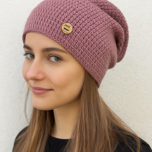 Czapka całoroczna przejściowa cienka bawełna S/M unisex brudny róż