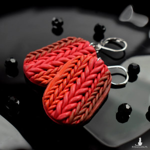 Wełniane sploty - kolczyki w odcieniach czerwieni