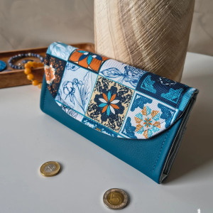 Duży portfel geometryczny turkus