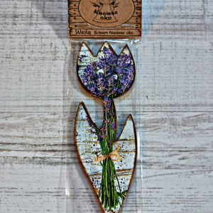 Drewniana zakładka do książki Tulipan  "lawenda"