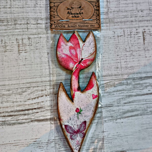 Drewniana zakładka do książki Tulipan  "motyle"