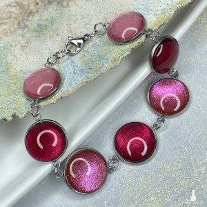 Szklana bransoletka w perłowych odcieniach różu e23/m29