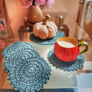 Podkładki ze sznurka komplet 4+1