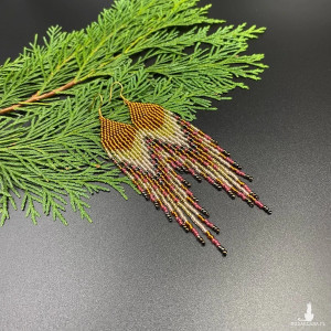 DŁUGIE KOLCZYKI KORALIKOWE ETNO - bursztynowe #1016