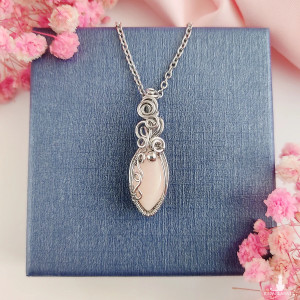 Naszyjnik Jadeit stal chirurgiczna wisiorek handmade wirewrapping