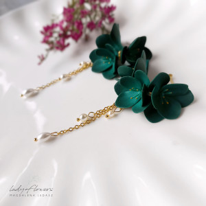 Kolczyki w kolorze butelkowej zieleni