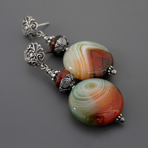 Kolczyki Scarlett, agaty, srebro, kolekcja Przeminęło z Wiatrem