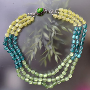 Naszyjnik Korale Zielone Oliwkowe
