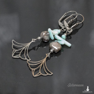 Kolczyki z perłami Srebrne Liście