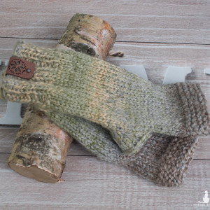 Mitenki z wełną Kolory Ziemi