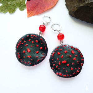 Kolczyki grzybki muchomorki “lawa i popiół”