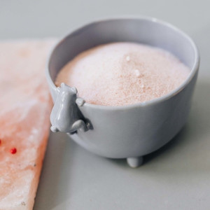 Szara miseczka ceramiczna śniadaniowa z misiem - Rękodzieło na prezent - Lamabo Ceramics