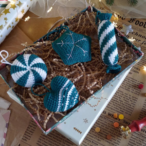 Zestaw ozdob na choinkę, Ozdoby świąteczne, Choinkowe zawieszki