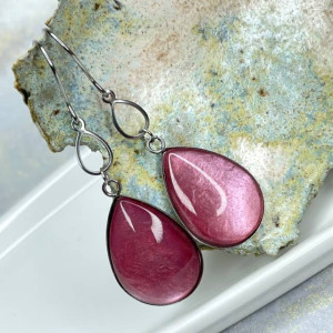 Kolczyki krople w odcieniu perłowego różu Ayliz e38/47