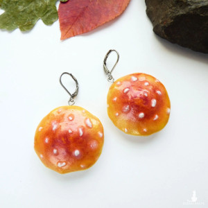 Kolczyki grzyby - kapelusze muchomora