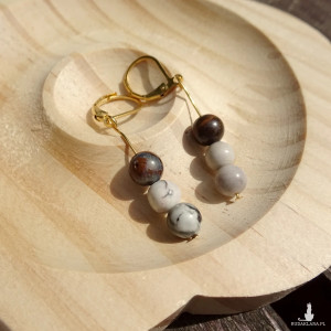 Kolczyki z kamieni Jaspis Picasso Opal Boulder Uspokajają umysł