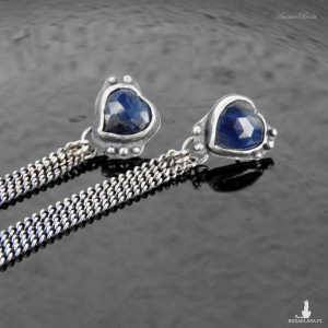 Kolczyki srebrne z szafirami wkrętki