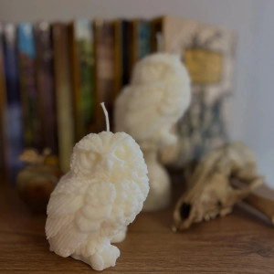 świeca sojowa duża sowa naturalna 10 cm - zapach słodkiej pomarańczy