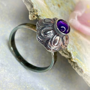 Srebrny pierścionek z ametystem a911-2