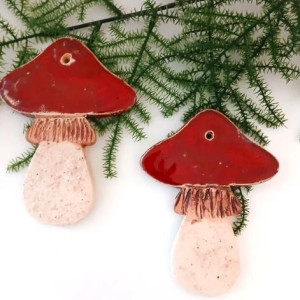 muchomory ceramiczne zawieszki bombki grzybki ozdoby świąteczne muchomor muchomorek