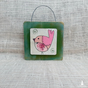 Obrazek na drewnie - Rose Bird