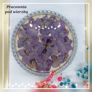 Talerzyk na biżuterię taca z prawdziwymi kwiatami  hortensje 3
