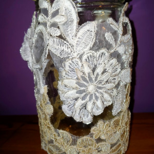 Szklany lampion dekoracyjny z koronką kwiatową nr.2