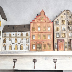 Wieszak - drewniane domki - na klucze i inne drobiazgi 3