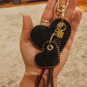 Brelok serce podwójne grafitowy