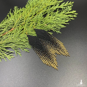 Kolczyki cieniowane czarno złote #1027