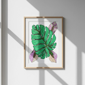 8. MONSTERA - rysunek, plakat.